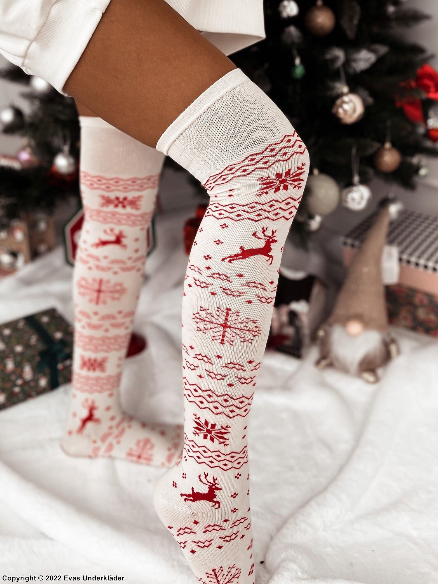Christmas, over-knee socks, high quality cotton, deers